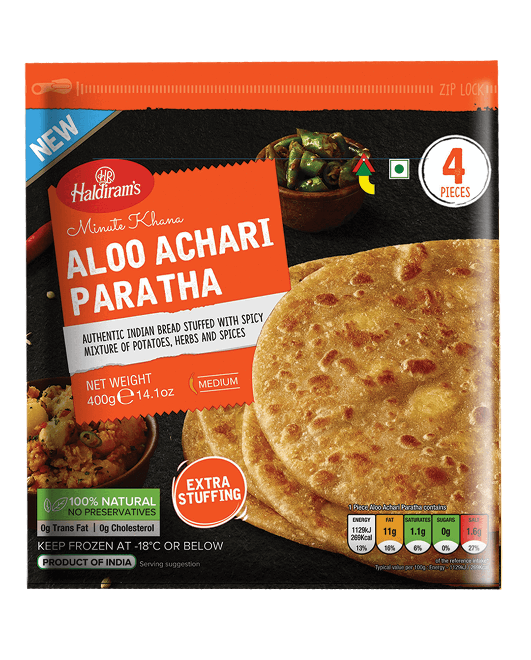 HAL ALOO ACHARI PARATHA 4PCS