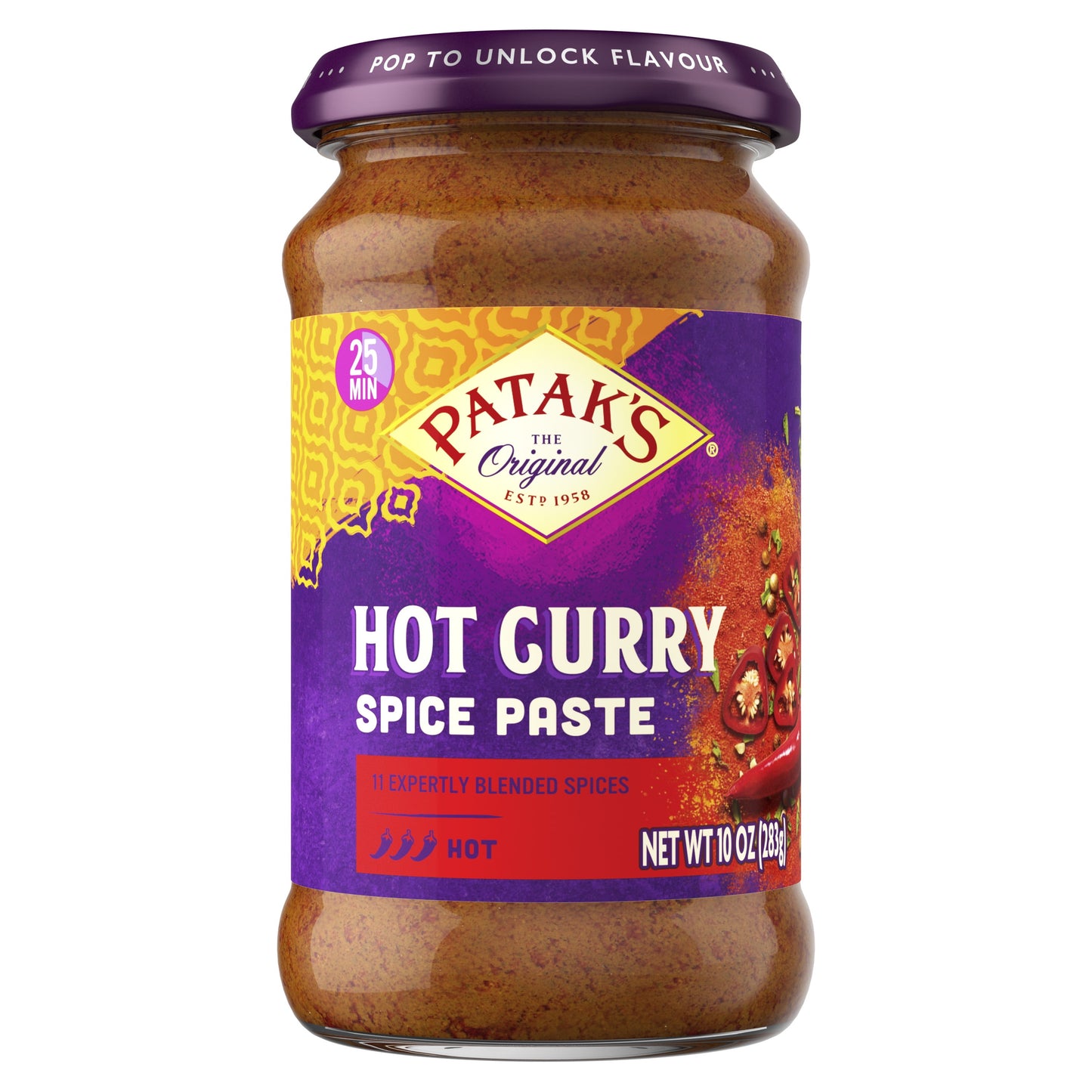 PATAK'S HOT CURRY PASTE 10 OZ