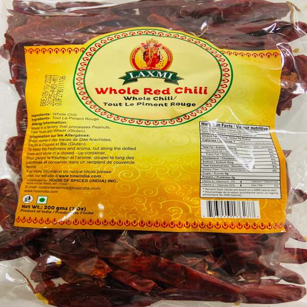 LAXMI WHOLE RED CHILLIES 200G