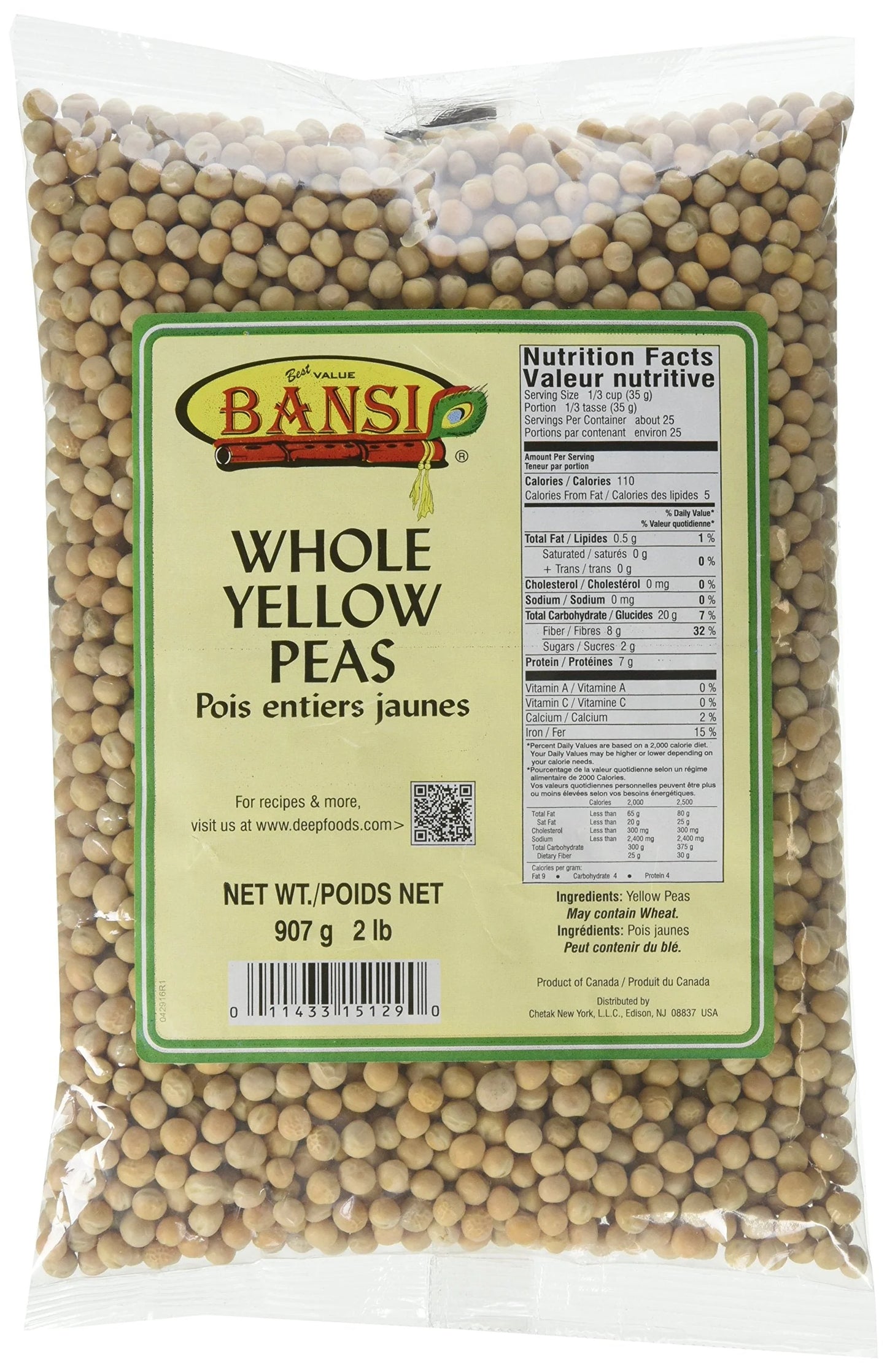 BANSI YELLOW WHOLE PEAS 4LB