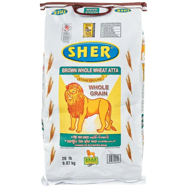 SHER BRWN WHOL WHEAT ATTA 20LB