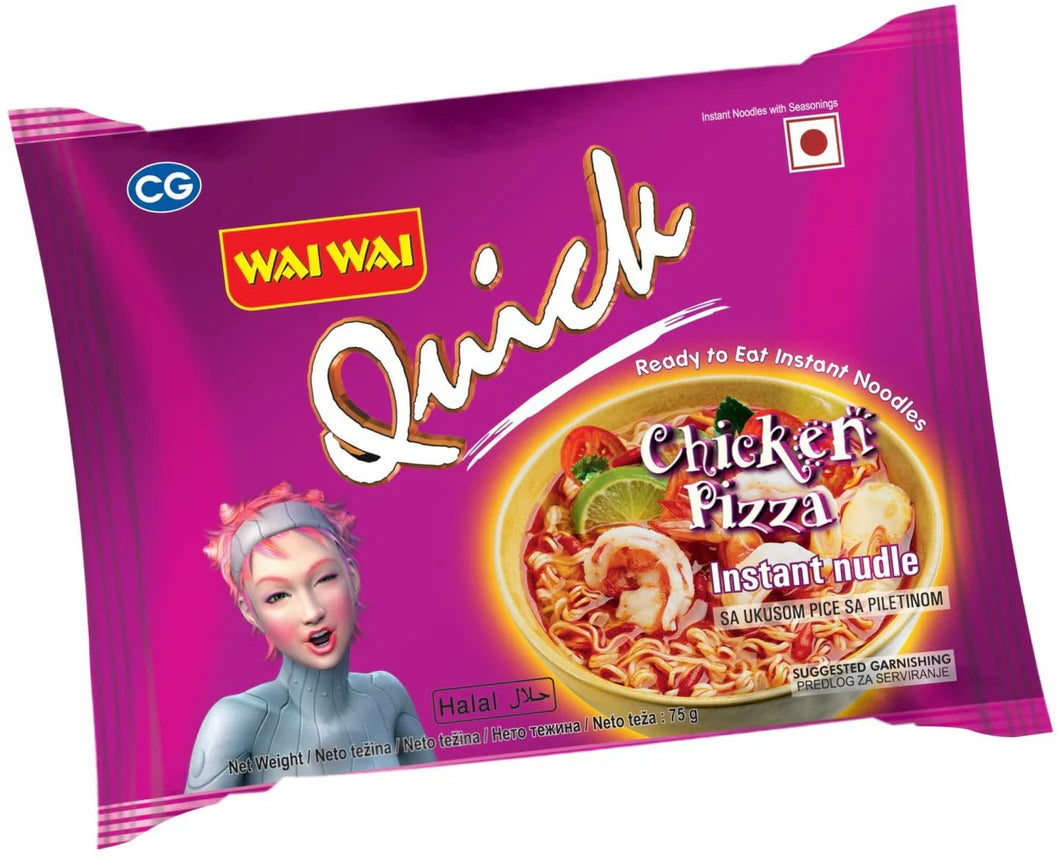 WAIWAI CHICK PIZZA NOODLES 75G